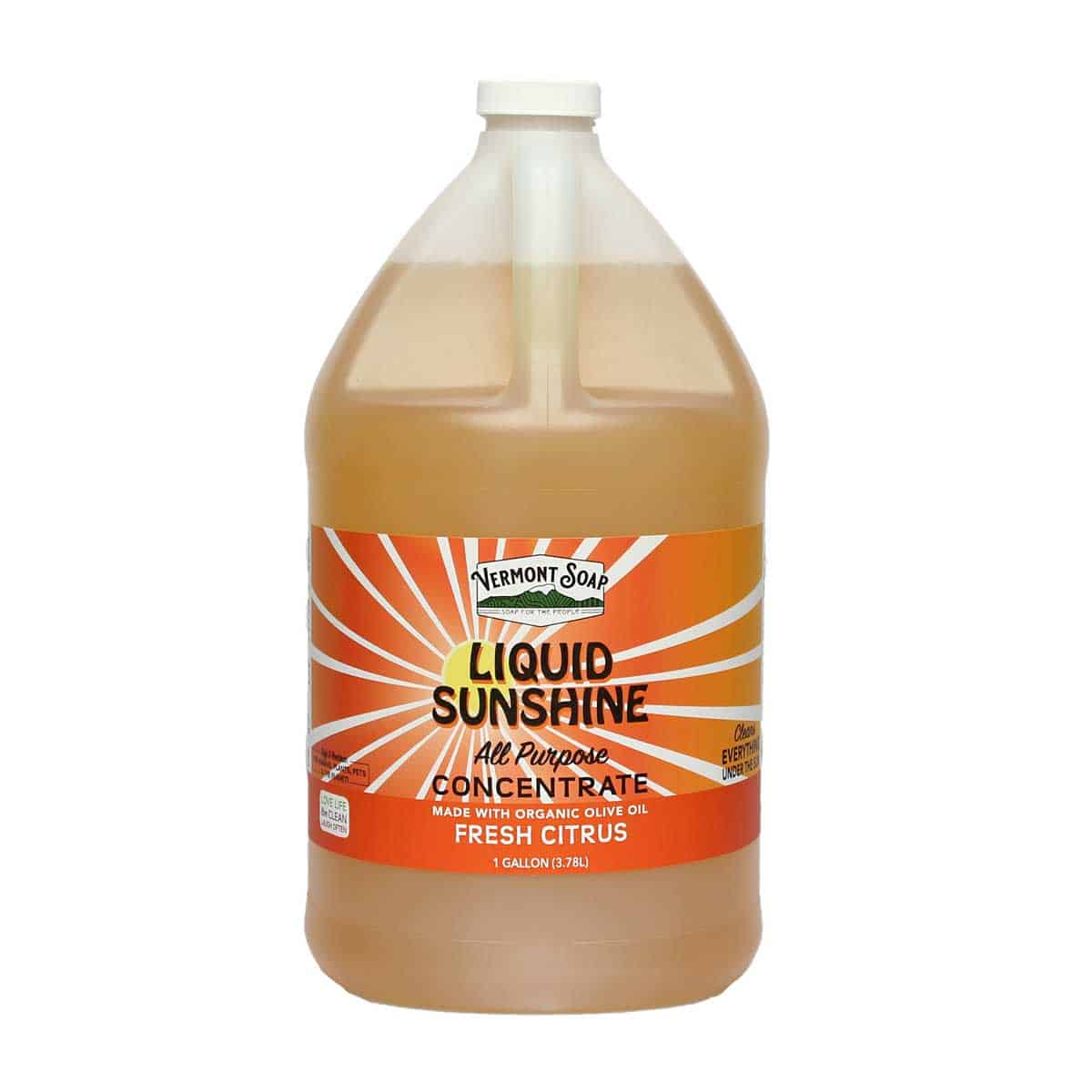 Liquid Sunshine all purpose green cleaner in a gallon jug - vermont soap